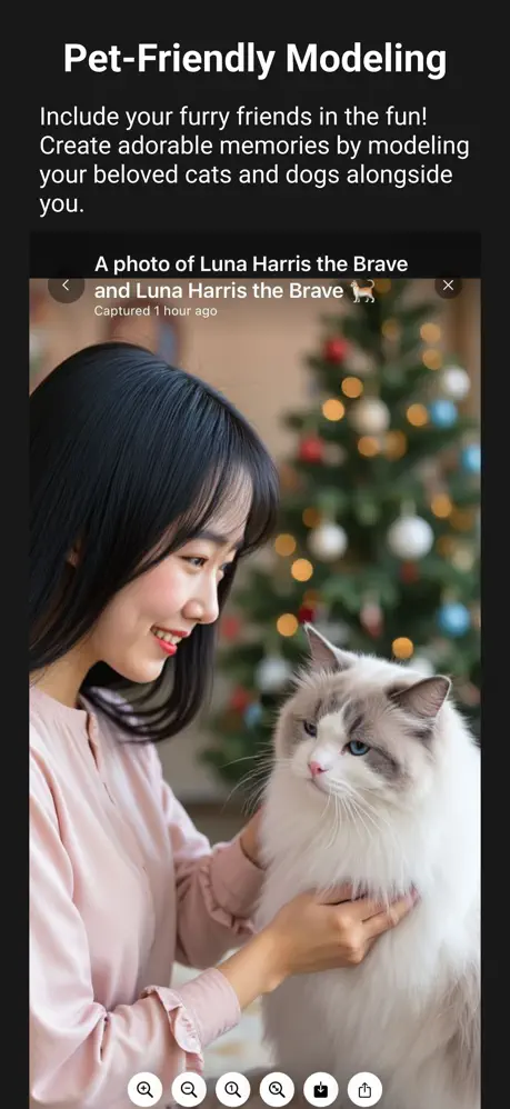 Lover Snap Pet-Friendly Modeling — a woman with her cat in a holiday scene